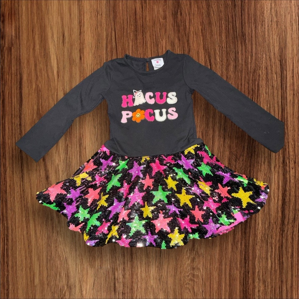 Counting Daisies Hocus Pocus Outfit Top & Sequin Star Skirt Girls Size 6/6X
